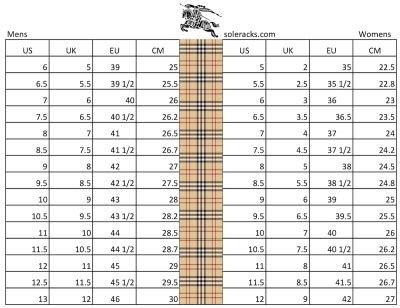 burberry womens sneaker|burberry shoe size chart.